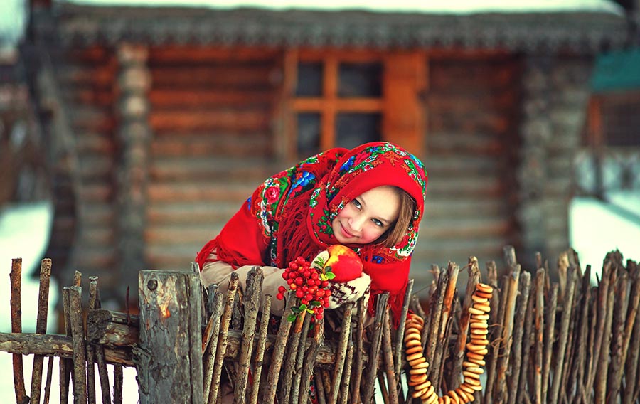 Sexy girl Women in Slavic costumes in Palikir